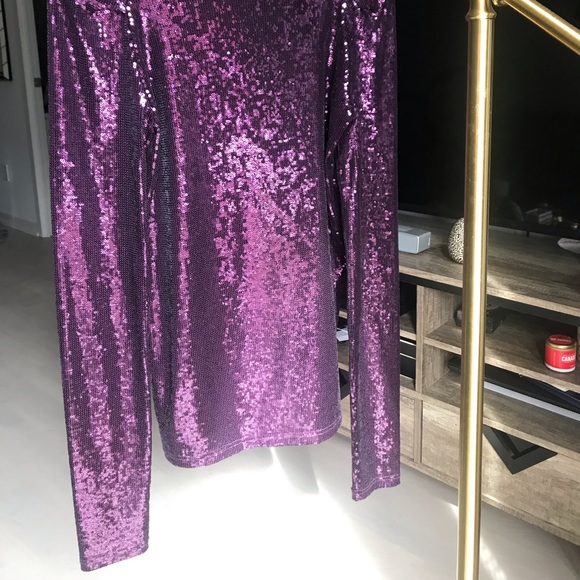 3.1 Phillip Lim Purple Sequin Long Sleeves Top XS - Picture 2 of 2